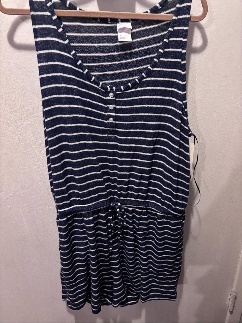 Striped Navy and White Sleeveless romper